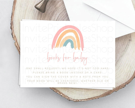 Editable Pastel Rainbow Books For Baby Card Boho Rainbow Book Insert Boho Ra