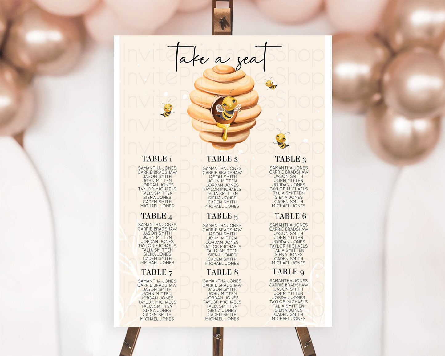 Bee Seating Chart Queen Bee Seating Chart Bee Day Seating Sign Beehive Seating Board Sweet Honey Bee Party Seating Board Bee Décor D10754