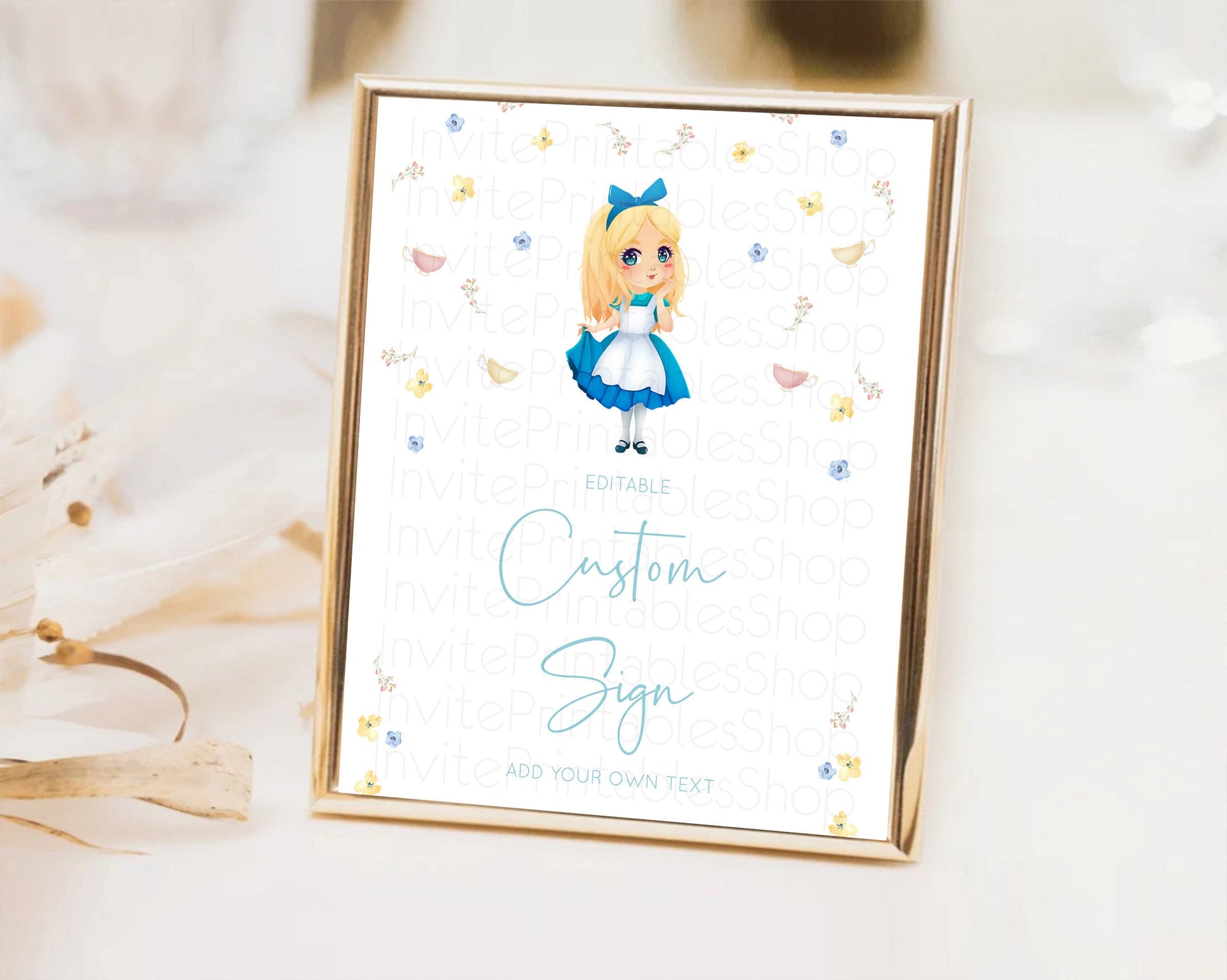 Editable Princess Party Table Sign Decor Secret Garden Enchanted Castle Past