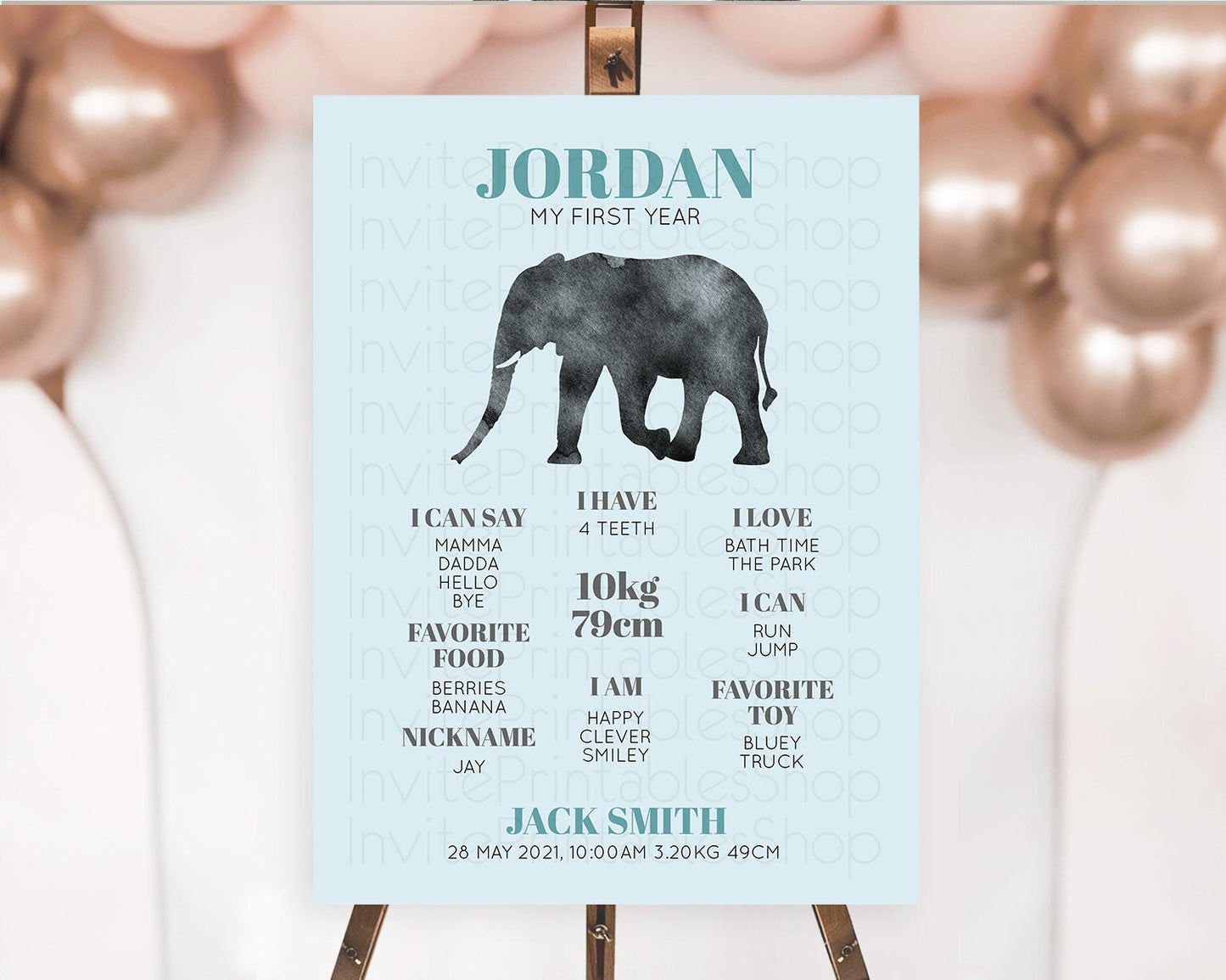 Elephant First Birthday Milestone Board Elephant Milestone Poster One Wild Year Safari Adventure Elephant Zoo Birthday Welcome Sign D10802