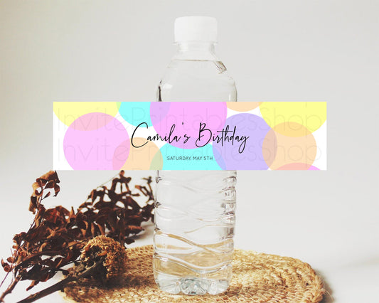 Editable Pastel Confetti Water Label Template Rainbow Colorful Sprinkles Par