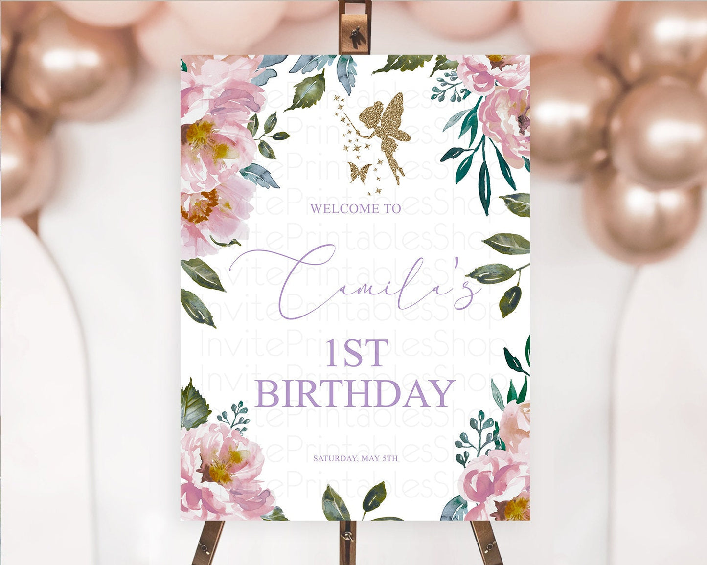 Fairy Welcome Sign Fairy Welcome Board Enchanted Garden Pastel Floral Butterfly Decor Secret Garden First Birthday Welcome Sign D10727