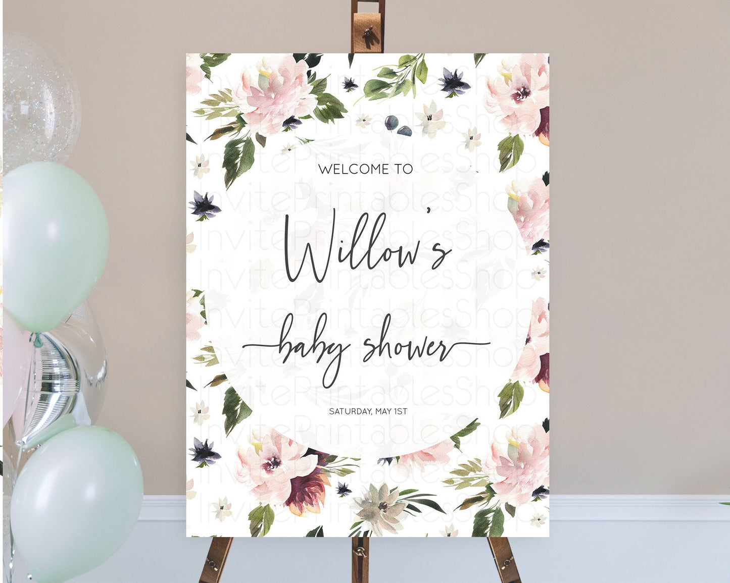 Secret Garden Baby Shower Welcome Sign Wildflower Welcome Board Pastel Flower Garden Welcome Poster Boho Wildflower Welcome Sign D10538