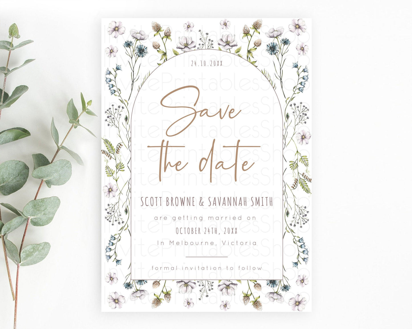 Wildflower Save The Date Template Secret Garden Save The Date Pastel Floral Garden Party Boho Flowers Birthday Baby Shower Wedding D10604