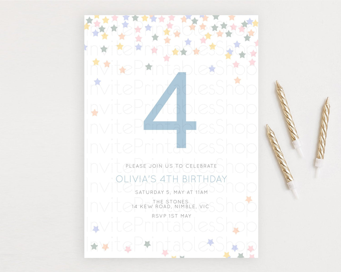 Editable Star Birthday Invitation Pastel Stars Invite Shooting Star Party Ra