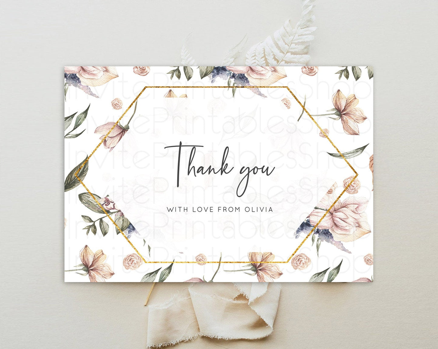 Secret Garden Thank You Wildflower Thank You Card Pastel Flower Garden Birthday Thank You Card Boho Floral Teacher Thank You Card D10504