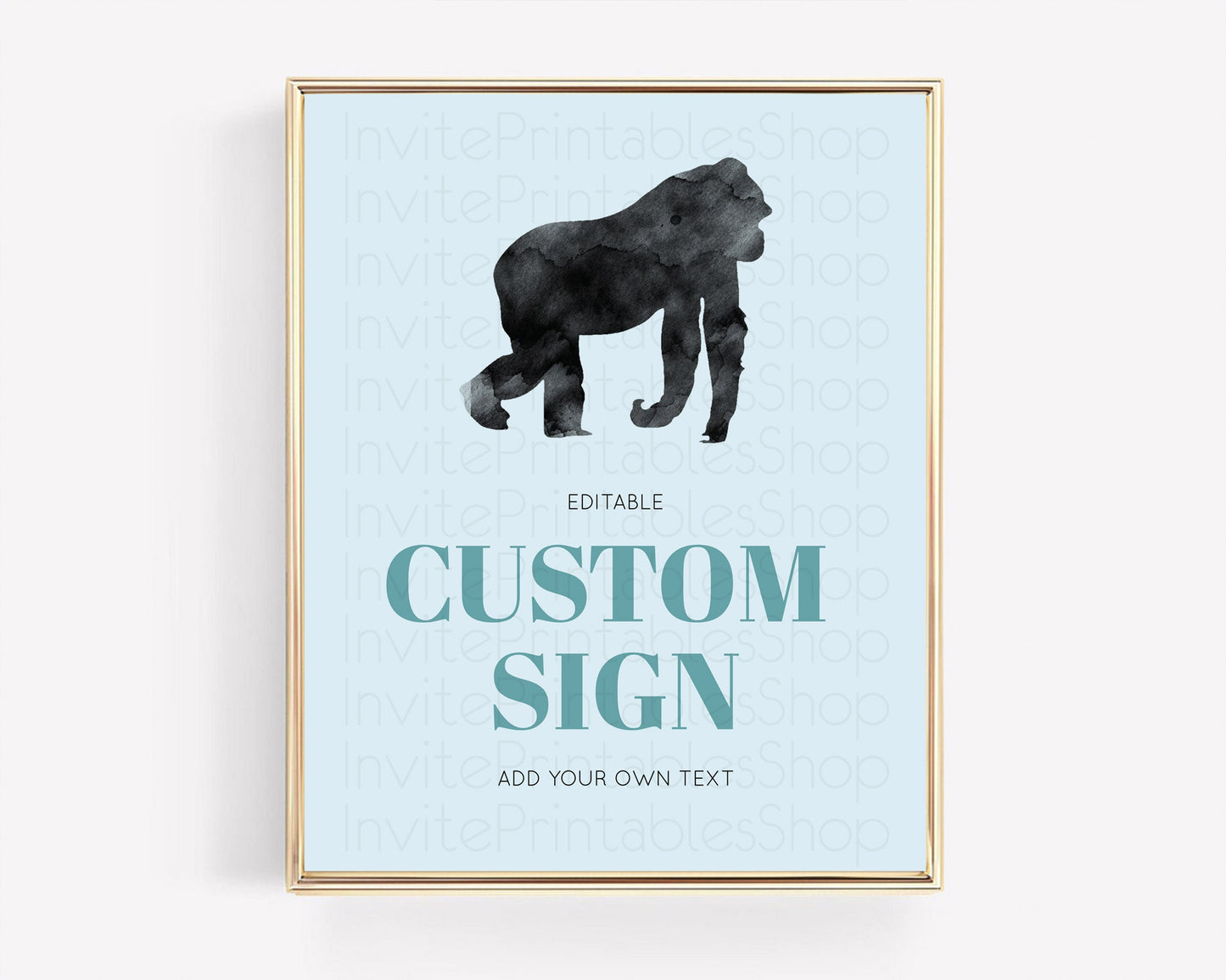 Gorilla Table Sign Decor Gorilla Party Sign Template Safari Adventure Gorilla Minimal Theme 1st Birthday Baptism Baby Shower D10799