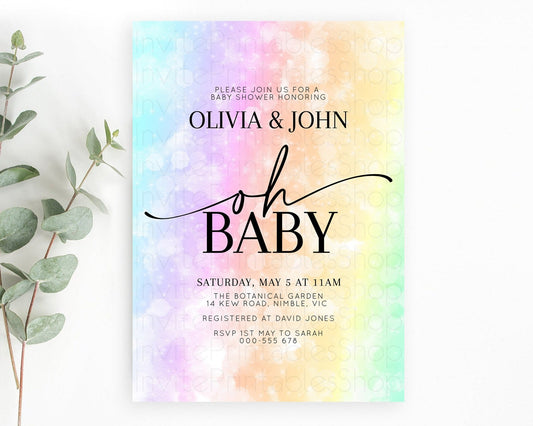 Editable Pastel Baby Shower Invitation Rainbow Baby Shower Invitation Colorf