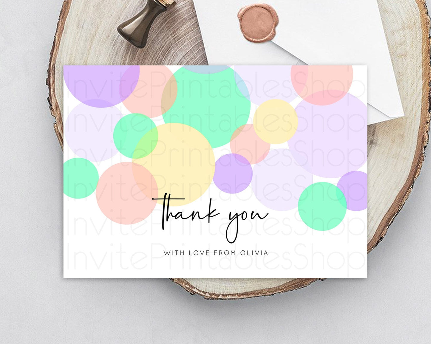 Rainbow Thank You Pastel Thank You Card Pastel Rainbow Birthday Thank You Confetti Colorful Pastel Cards Teacher Thank You Cards D10380