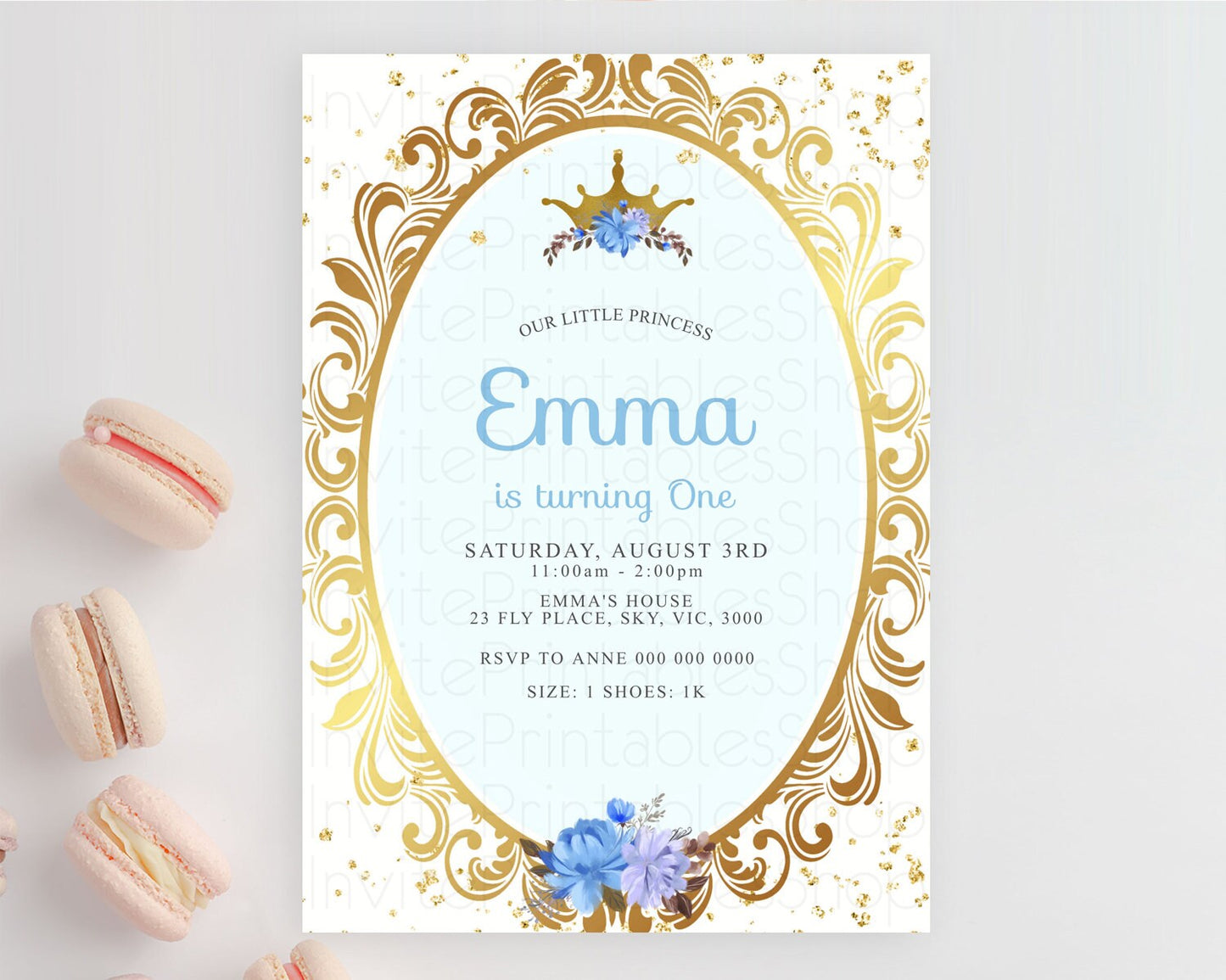 Princess Birthday Invitation Castle Invitation Royal Birthday Fairy Tale Enchanted Mirror Pastel Floral Garden 1st First Birthday D10136