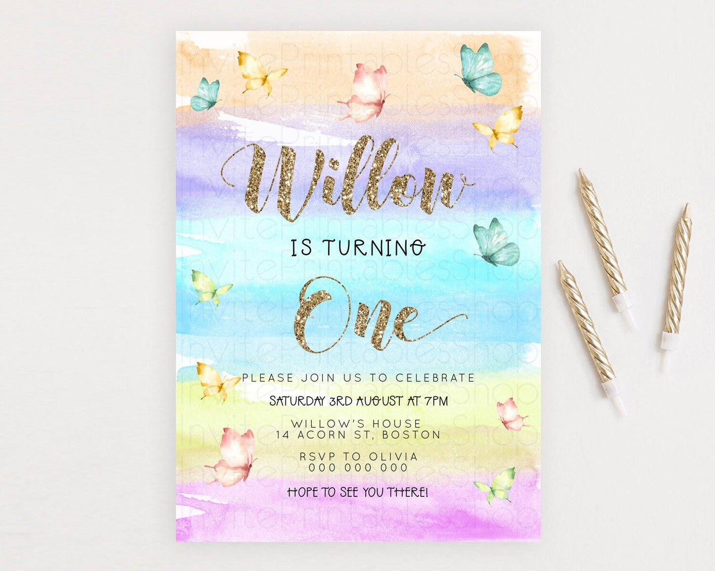 Editable Pastel Butterfly Birthday Invitation Butterfly Birthday Invitation