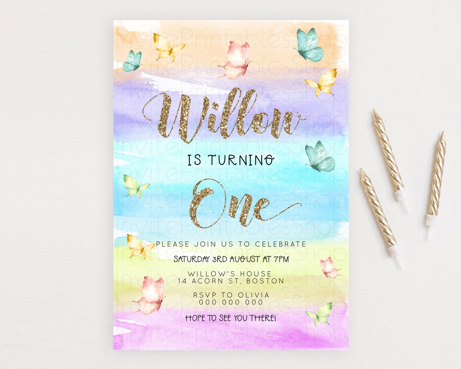 Editable Pastel Butterfly Birthday Invitation Butterfly Birthday Invitation
