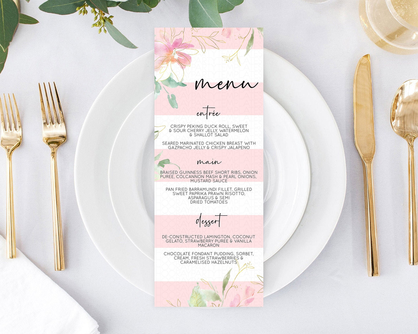 Secret Garden Menu Wildflower Menu Template Pastel Flower Garden Table Decor Boho Floral Dinner Dessert Floral Party Food Menu D10300