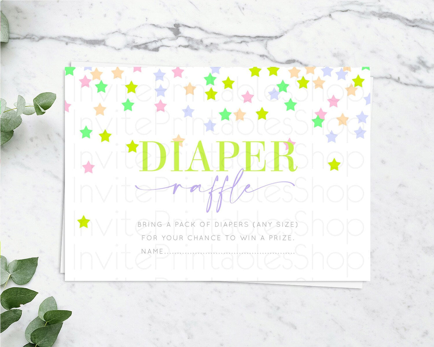 Pastel Star Diaper Raffle Card Shooting Star Diaper Raffle Insert Twinkle Little Star Diaper Ticket Rainbow Confetti Raffle Game D10396