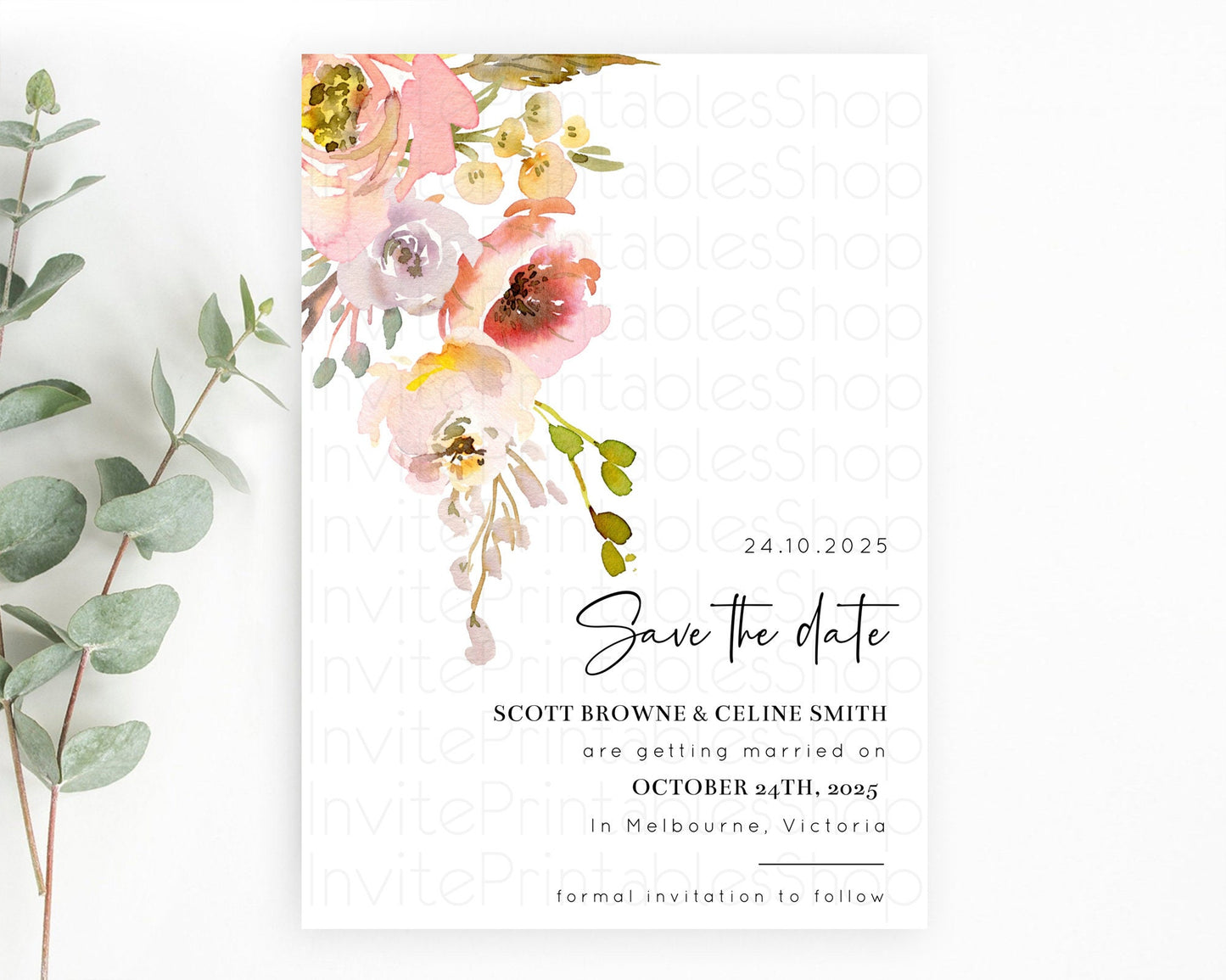 Wildflower Save The Date Template Secret Garden Save The Date Pastel Floral Garden Party Boho Flowers Birthday Baby Shower Wedding D10194