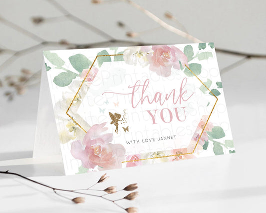 Editable Fairy Thank You Fairy Thank You Card Enchanted Garden Pastel Butter