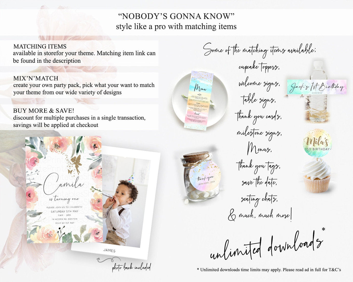 Fairy Birthday Invitation Fairy Invites Fairy Tea Party Fairy Garden Birthday Secret Garden Enchanted Garden Pastel Floral Butterfly D10779
