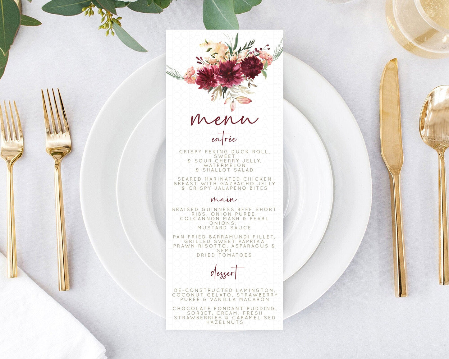 Secret Garden Menu Wildflower Menu Template Pastel Flower Garden Table Decor Boho Floral Dinner Dessert Floral Party Food Menu D10685