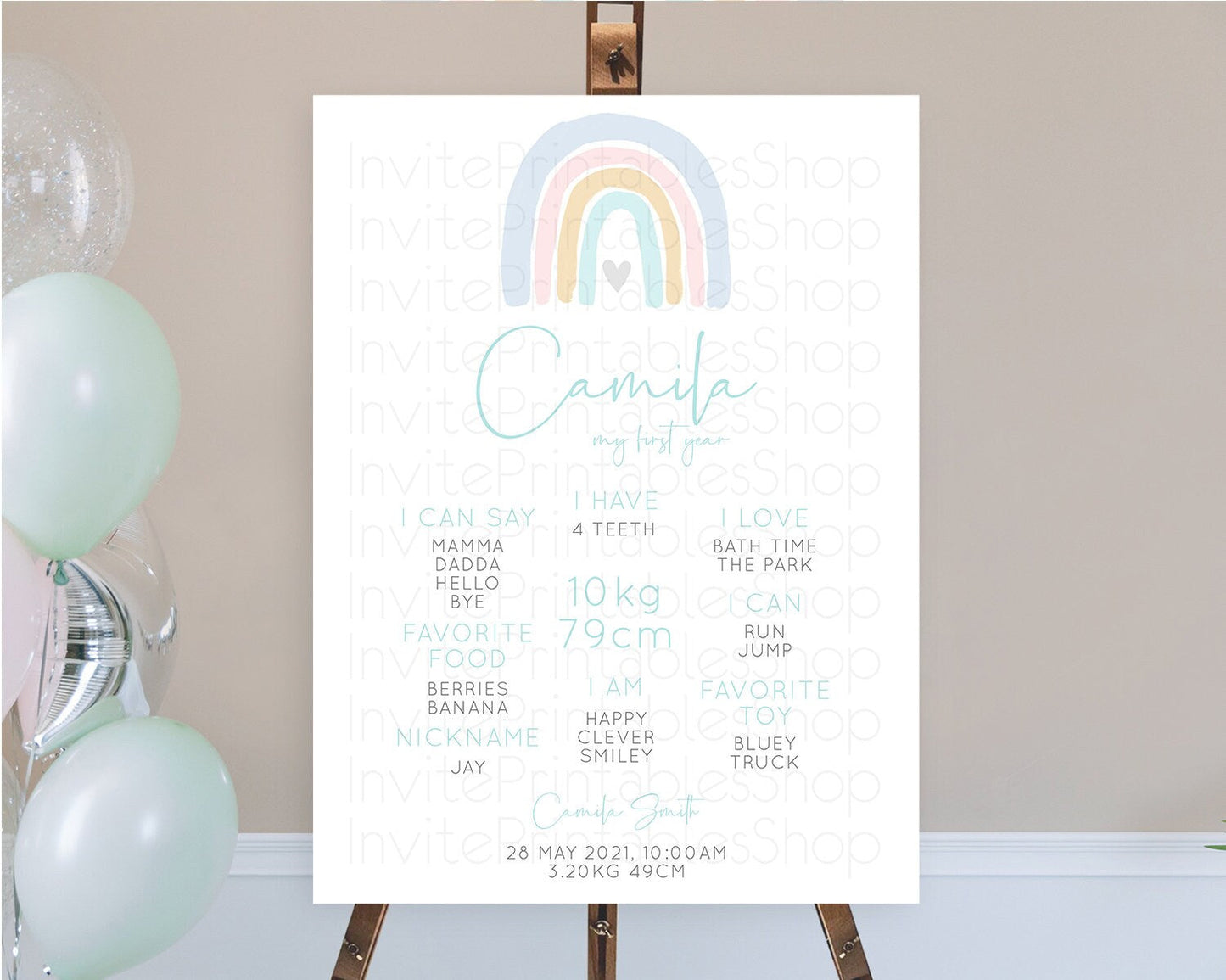 Pastel Rainbow First Birthday Milestone Poster Boho Rainbow Milestone Board Rainbow Milestone Pastel Milestone Rainbow 1st Birthday D10214