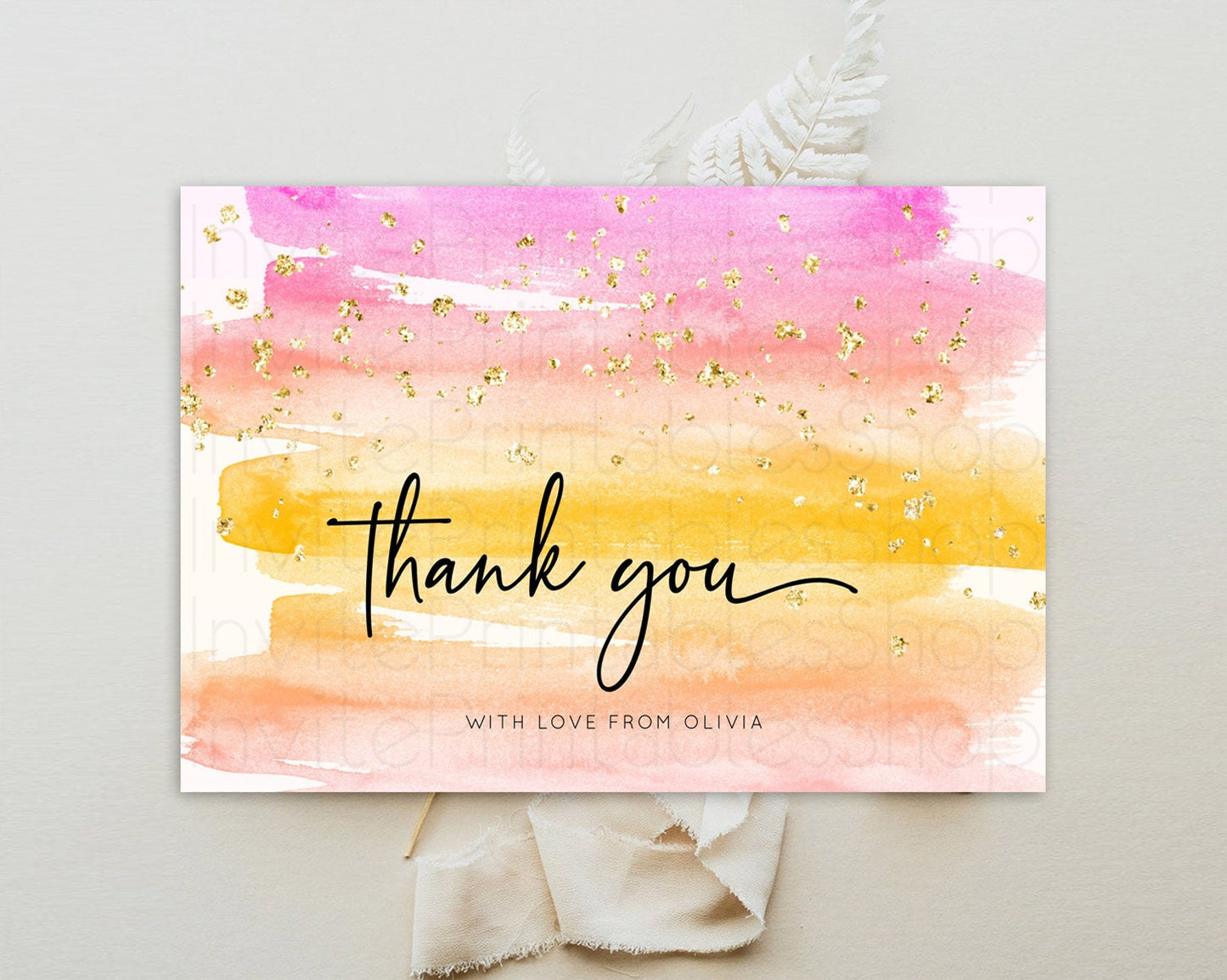 Pastel Thank You Rainbow Thank You Card Colorful Pastel Birthday Thank You Card Confetti Watercolor Pastel Teacher Thank You Cards D10520