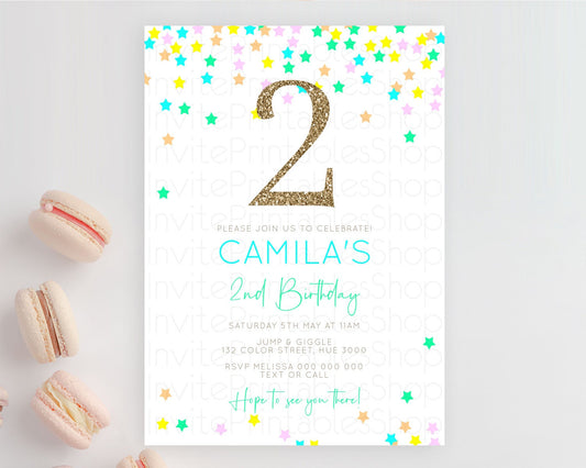 Editable Star Birthday Invitation Pastel Stars Invite Shooting Star Party Ra
