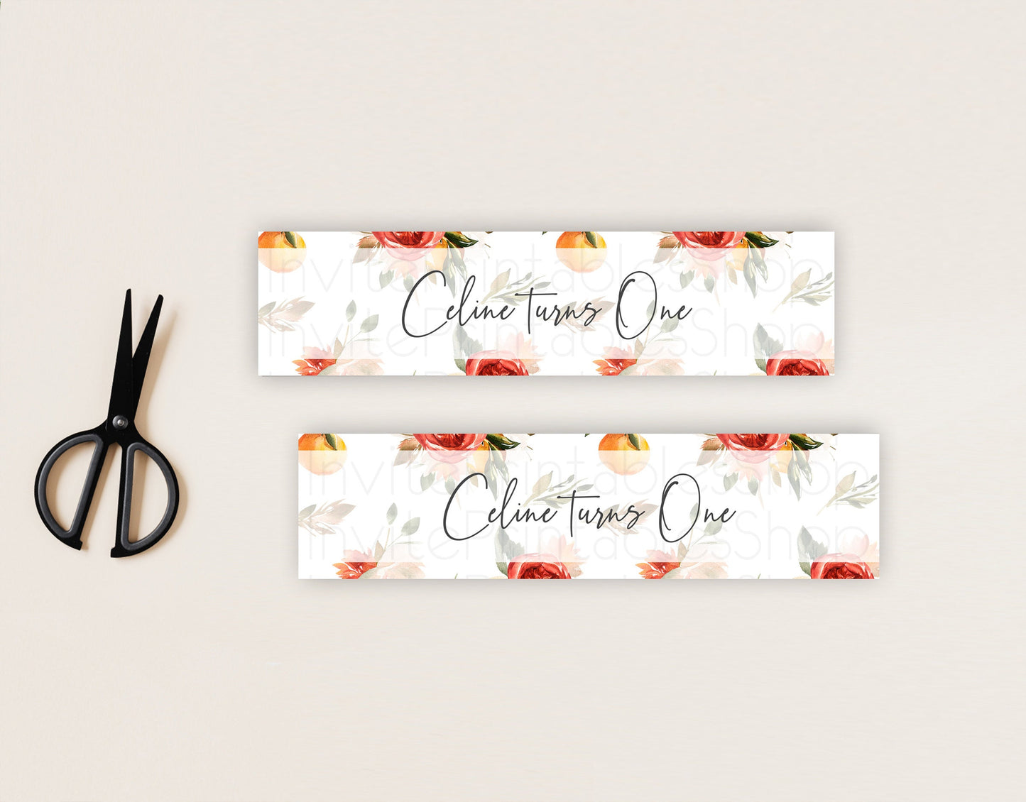 Citrus Water Label Template Lemon Orange Party Decor Citrus Floral Garden Theme Birthday Baptism Baby Shower Wedding Bridal Shower D10540