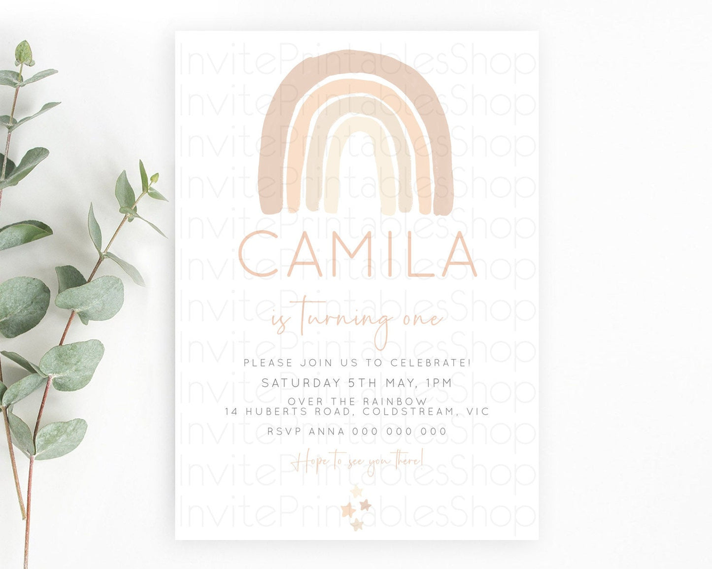 Pastel Rainbow Birthday Invitation Pastel Rainbow Invitation Rainbow Invitation Pastel Invitation Boho Rainbow 1st First Birthday D23104