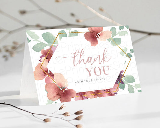 Editable Secret Garden Thank You Wildflower Thank You Card Pastel Flower Gar