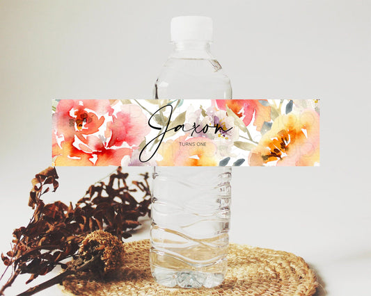 Wildflower Water Label Template Secret Garden Water Label Pastel Floral Garden Party Decor Boho Flowers Birthday Baby Shower Wedding D10280