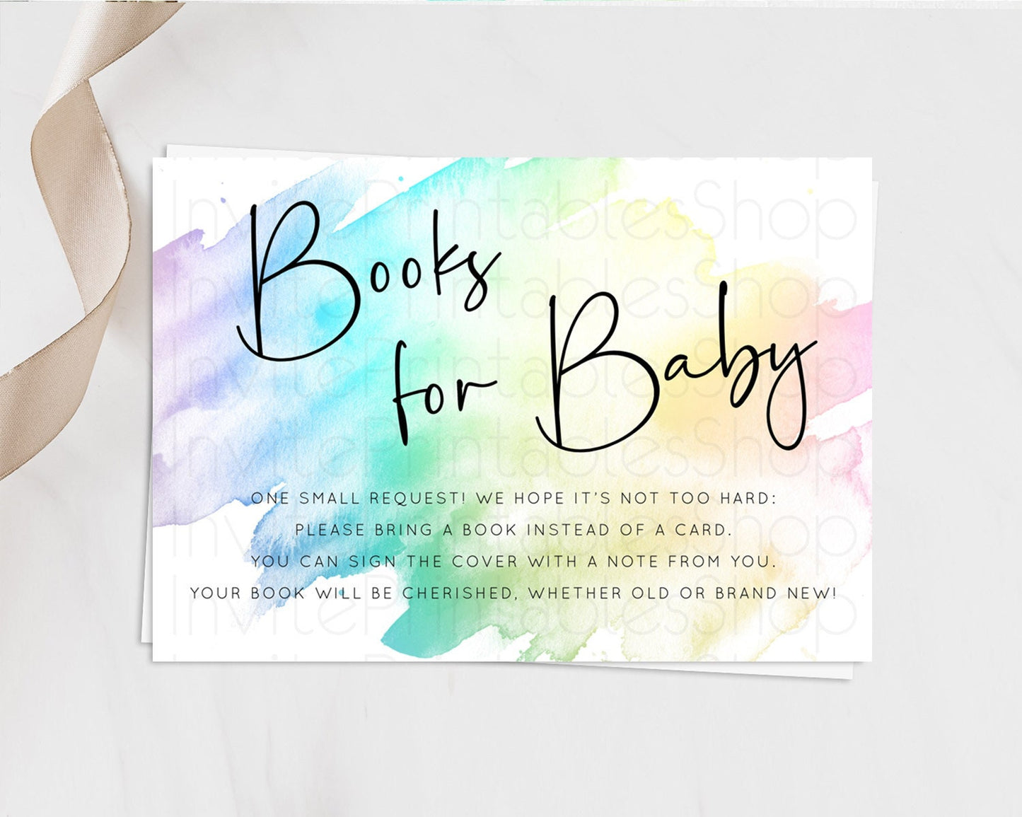 Pastel Books For Baby Card Pastel Rainbow Book Insert Colorful Ombre Watercolor Book Card Confetti Glitter Baby Book Poem Request D10279