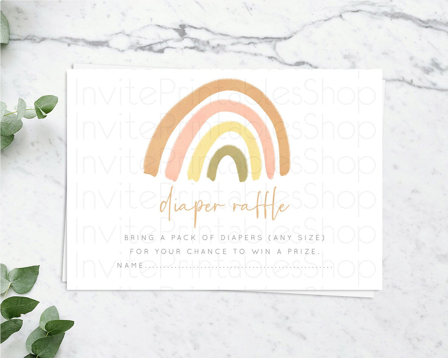 Pastel Rainbow Diaper Raffle Card Boho Rainbow Diaper Insert Boho Rainbow Diaper Ticket Pastel Watercolor Baby Shower Raffle Game D10684