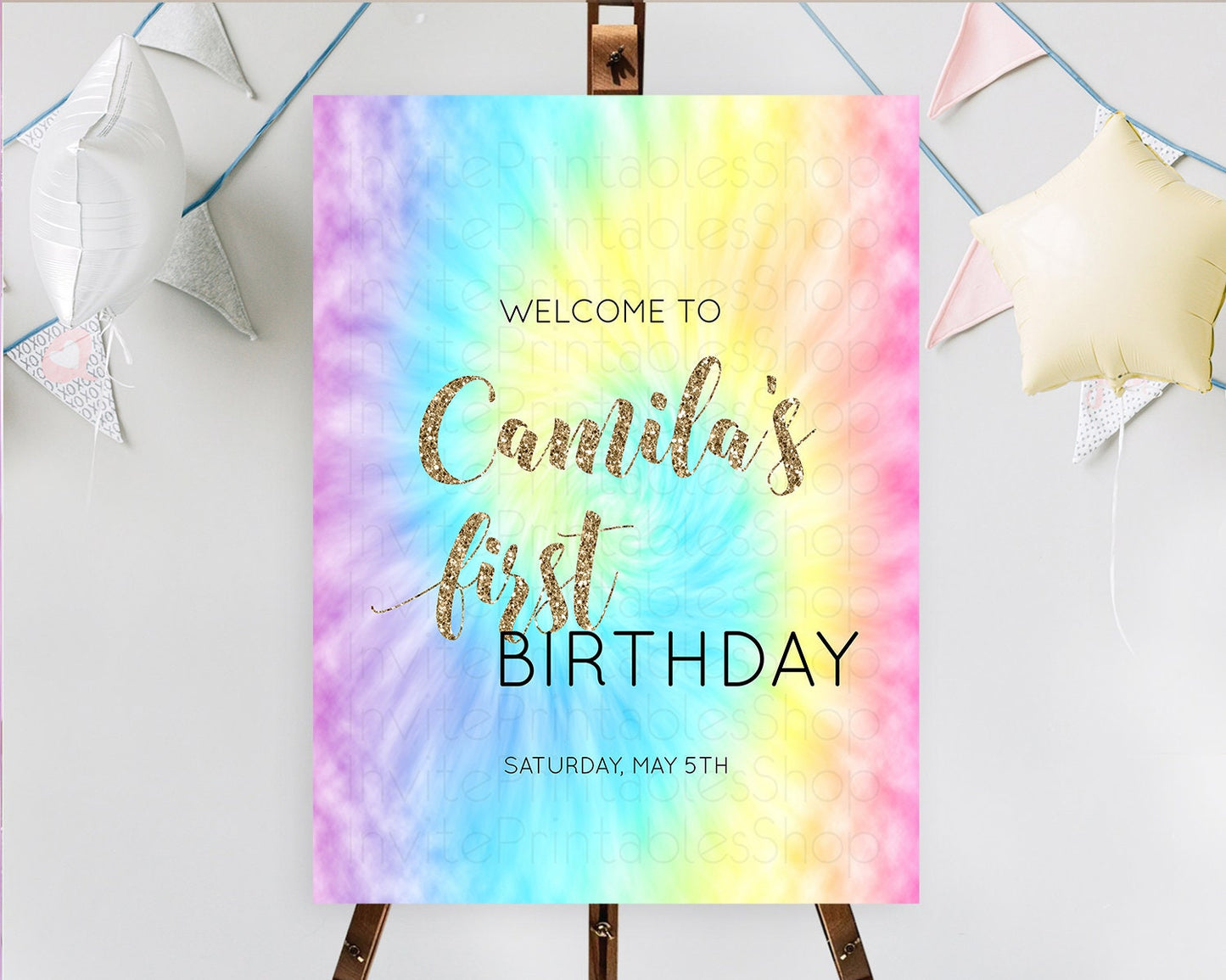 Tie Dye Welcome Board Rainbow Tie Dye Welcome Sign Pastel Welcome Poster Colorful Pastel Welcome Rainbow First Birthday Welcome Sign D10580