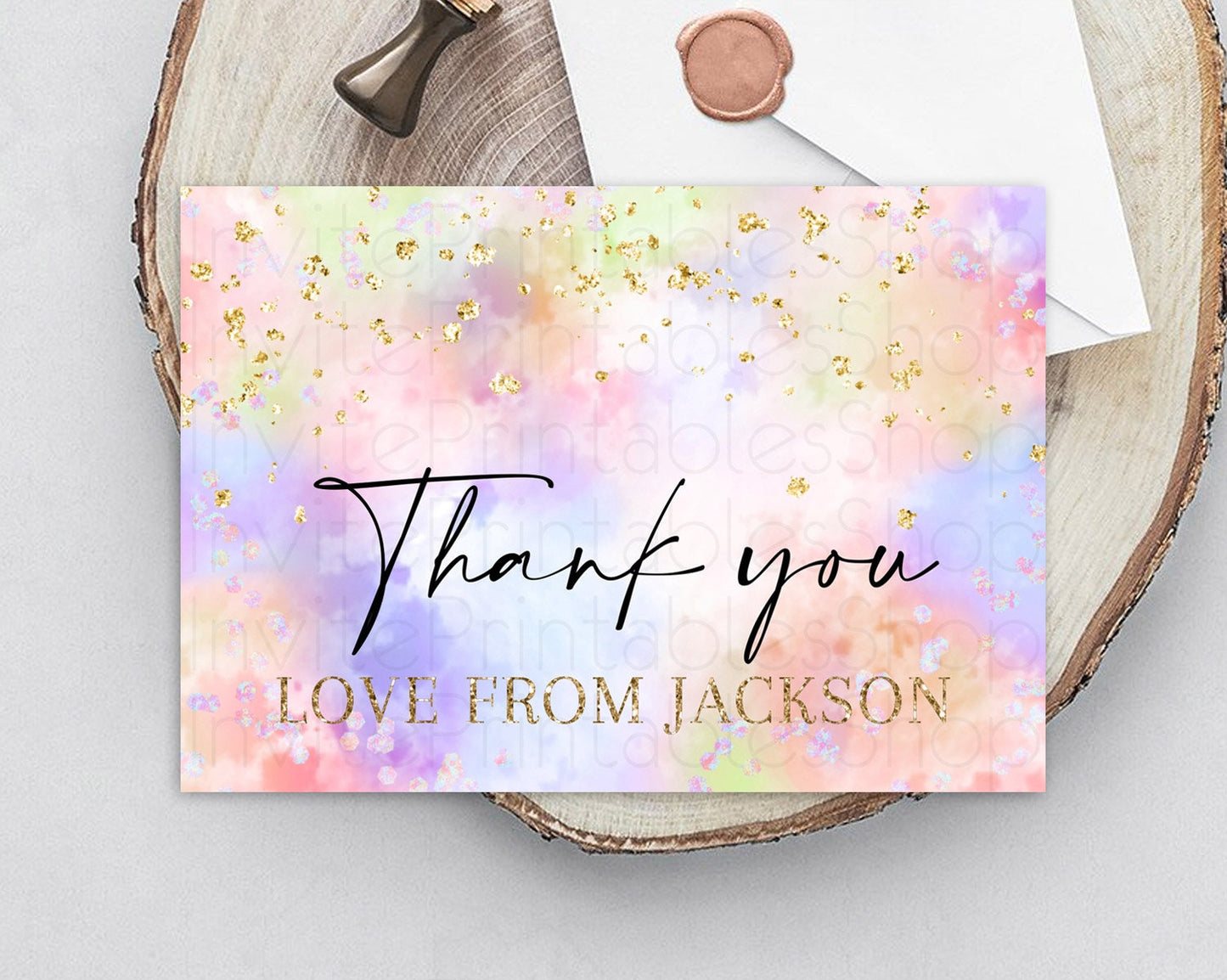 Editable Pastel Thank You Rainbow Thank You Card Colorful Pastel Birthday Th