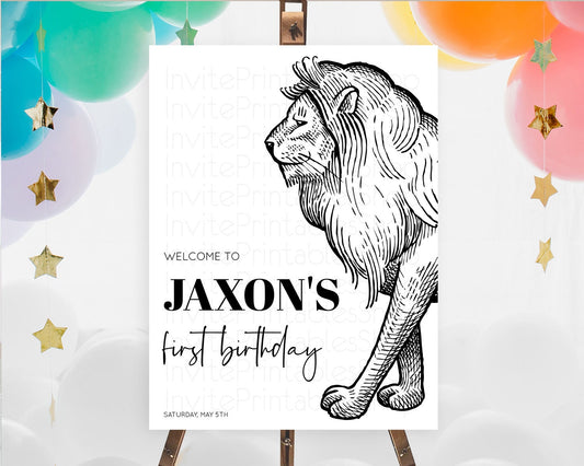 Editable Lion Welcome Sign Lion Welcome Board Lion Party Welcome Poster Drie