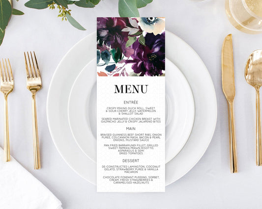 Editable Secret Garden Menu Wildflower Menu Template Pastel Flower Garden Ta