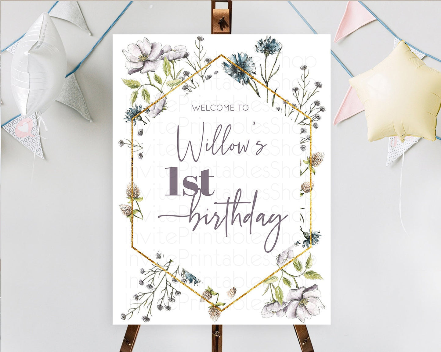 Secret Garden Welcome Sign Wildflower Welcome Board Pastel Flower Garden Welcome Poster Boho Wildflower First Birthday Welcome Sign D11002