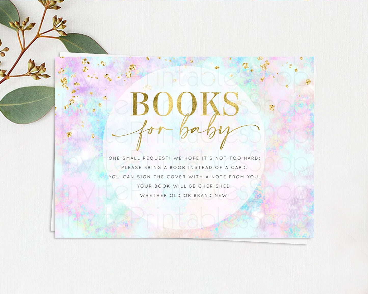 Pastel Books For Baby Card Pastel Rainbow Book Insert Colorful Ombre Watercolor Book Card Confetti Glitter Baby Book Poem Request D10652