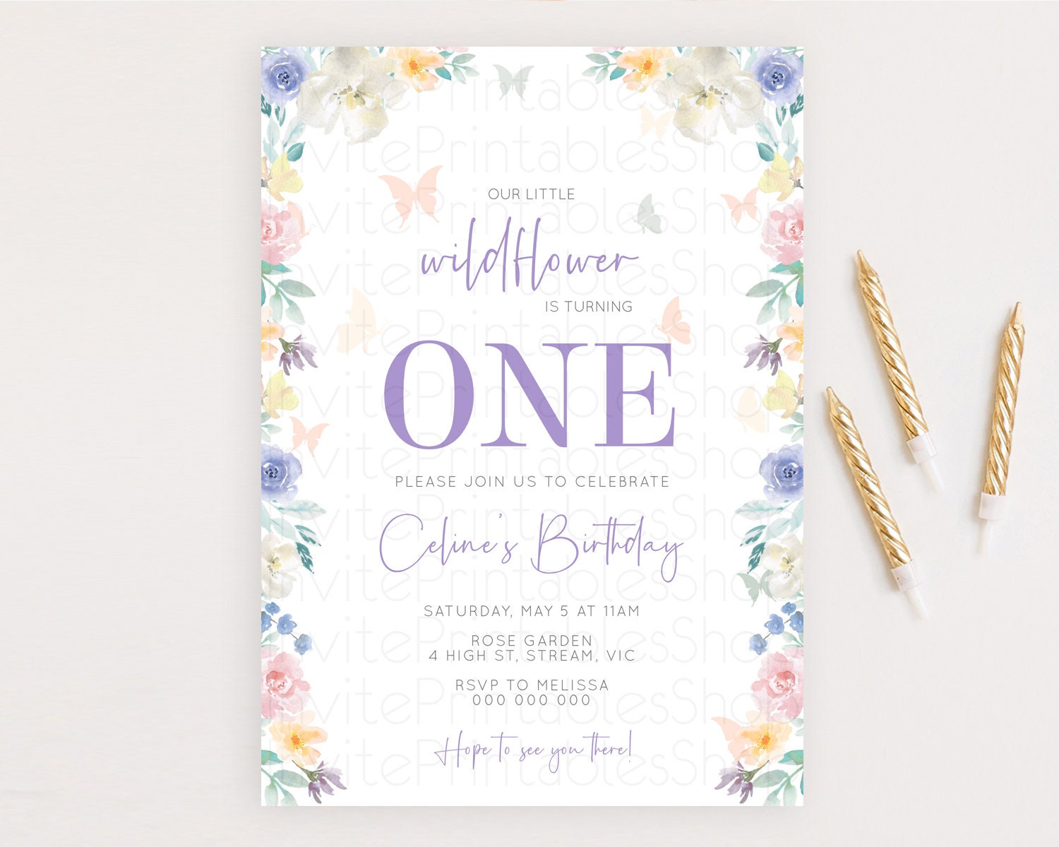 Editable Secret Garden Invitation Wildflower Birthday Invitation Pastel Flow