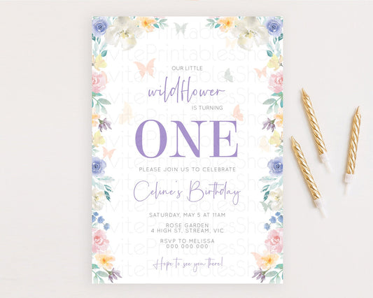Editable Secret Garden Invitation Wildflower Birthday Invitation Pastel Flow