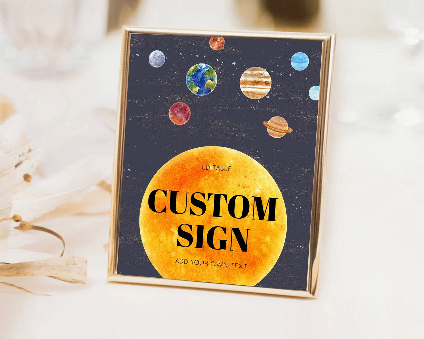 Space Table Sign Decor Galaxy Space Adventure Party First Trip Around the Sun Planets Solar System 1st Birthday Baptism Baby Shower D10430