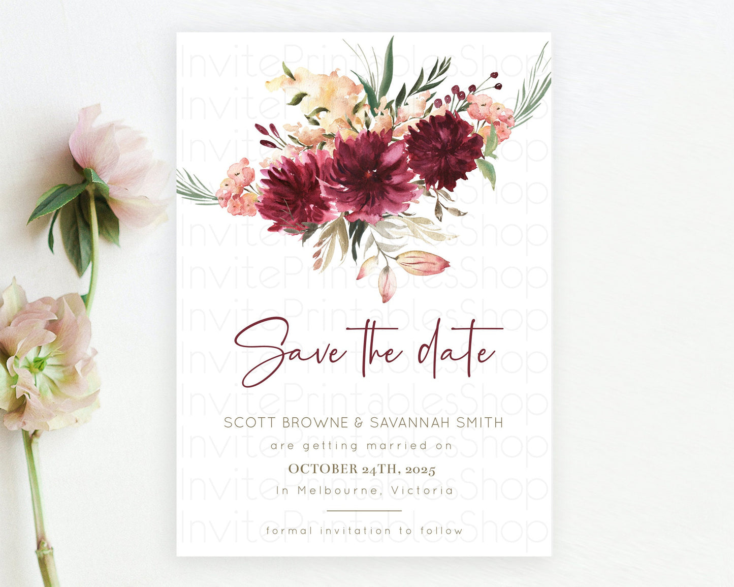 Wildflower Save The Date Template Secret Garden Save The Date Pastel Floral Garden Party Boho Flowers Birthday Baby Shower Wedding D10685