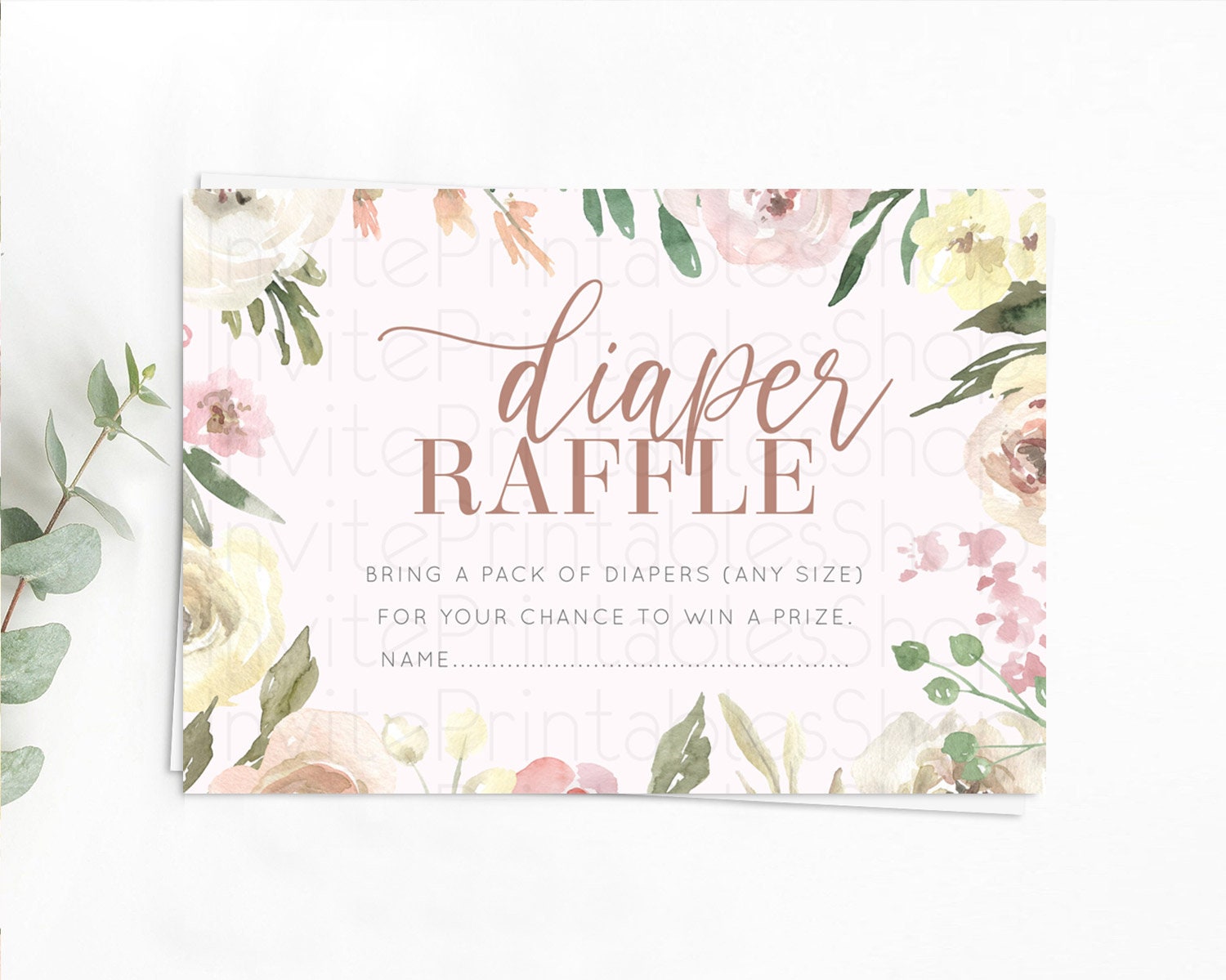 Editable Secret Garden Diaper Raffle Card Boho Wildflower Diaper Raffle Inse