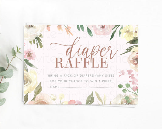 Editable Secret Garden Diaper Raffle Card Boho Wildflower Diaper Raffle Inse