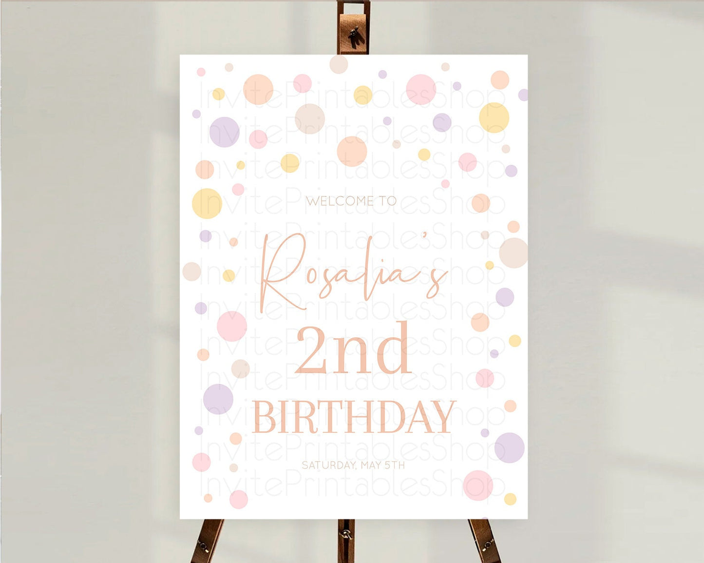 Rainbow Welcome Sign Pastel Welcome Board Pastel Rainbow Confetti Welcome Sign Colorful Bubbles Pastel First Birthday Welcome Sign D10759