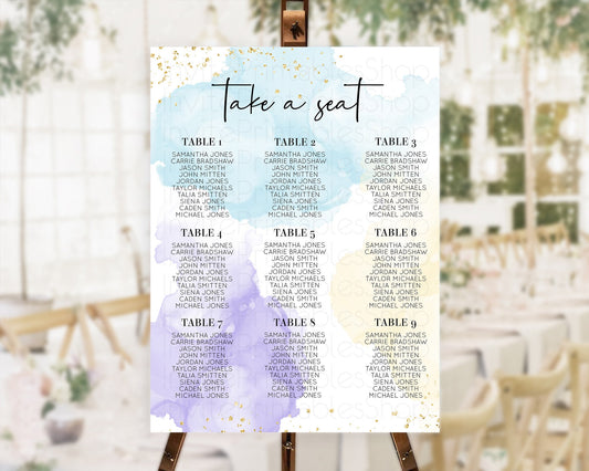 Editable Rainbow Seating Chart Pastel Seating Chart Colorful Pastel Watercol
