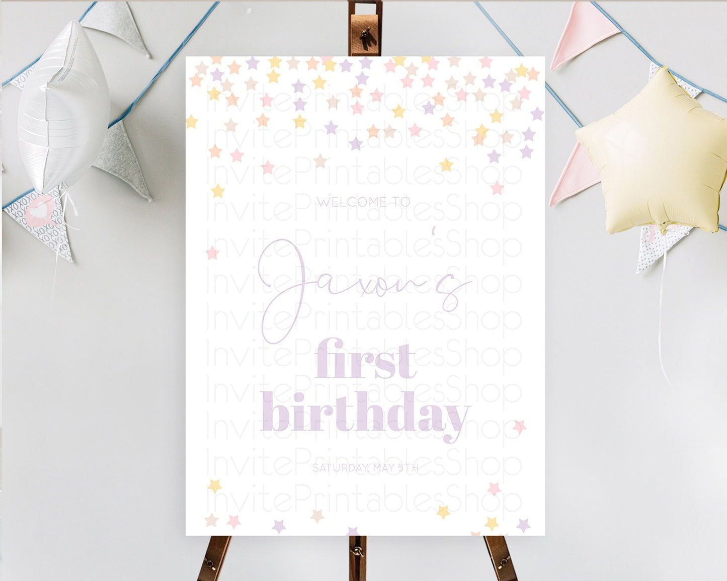 Star Welcome Board Pastel Stars Welcome Sign Shooting Star Rainbow Colorful Confetti Twinkle Little Star First Birthday Welcome Sign D10810