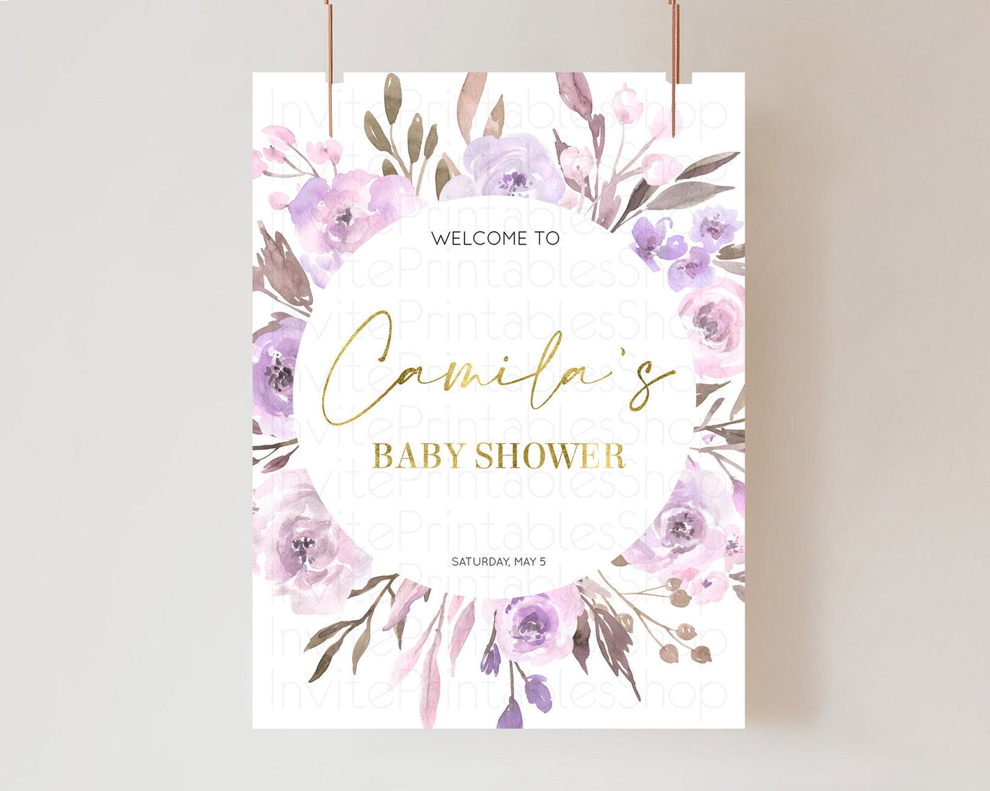 Editable Secret Garden Baby Shower Welcome Sign Wildflower Welcome Board Pas