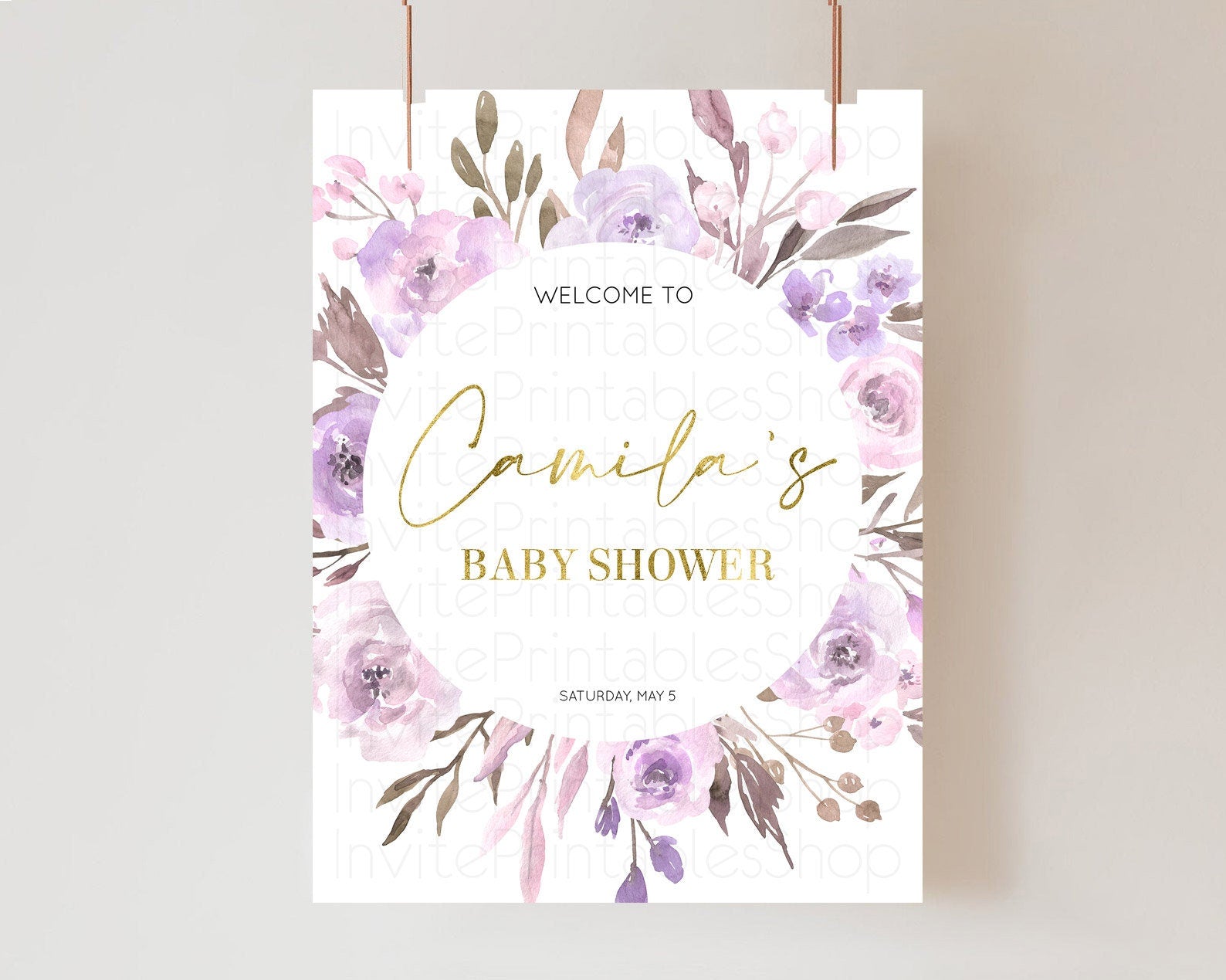 Editable Secret Garden Baby Shower Welcome Sign Wildflower Welcome Board Pas