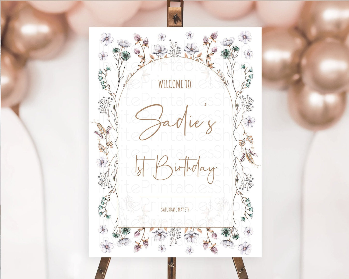 Secret Garden Welcome Sign Wildflower Welcome Board Pastel Flower Garden Welcome Poster Boho Wildflower First Birthday Welcome Sign D10604