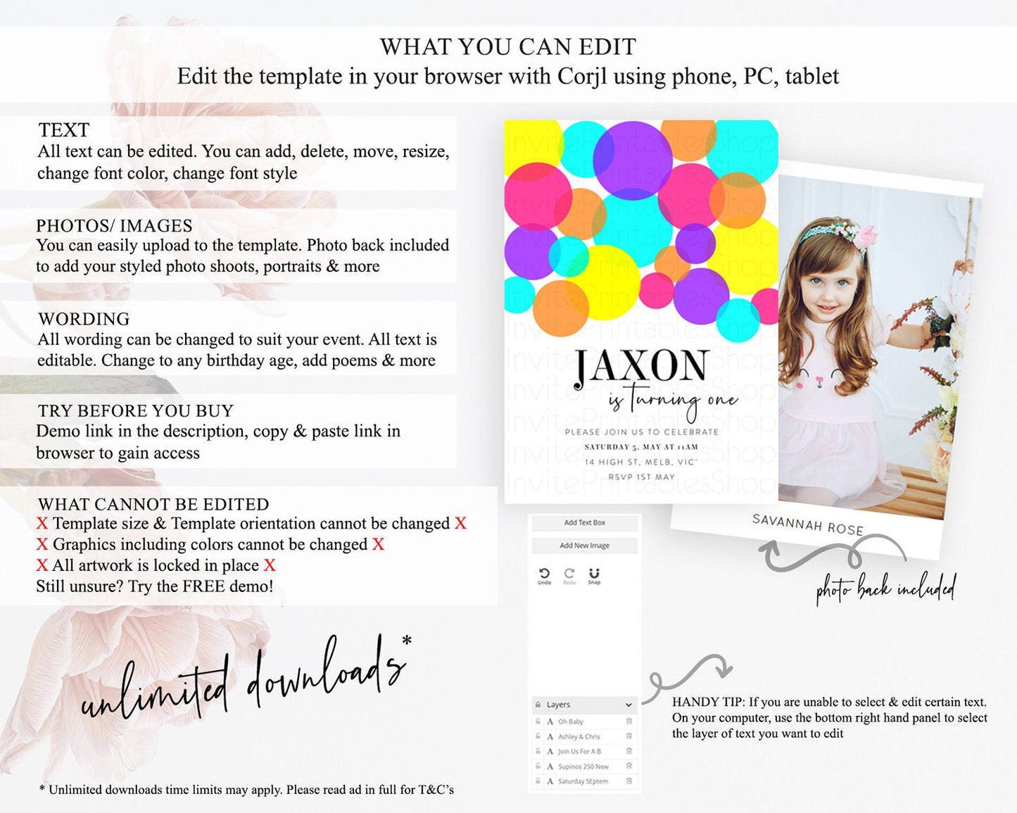 Pastel Birthday Invitation Pastel Confetti Birthday Invitation Bubbles Invitation Colorful Rainbow Confetti 2nd 1st First Birthday D11022